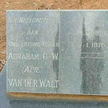 WALT Abraham G.W., van der 1926-1975