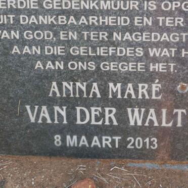 WALT Anna Mare, van der -2013