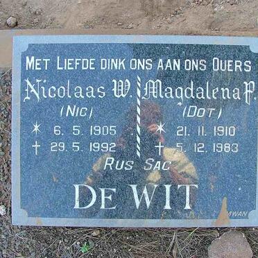 WIT Nicolaas W., de 1905-1992 &amp; Magdalena P. 1910-1983