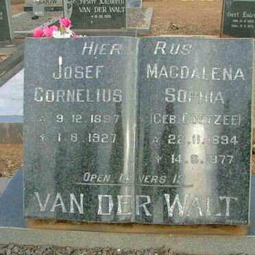 WALT Josef Cornelius, van der 1887-1927 &amp; Magdalena Sophia COETZEE 1894-1977