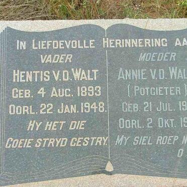 WALT Hentis, v.d. 1893-1948 &amp; Annie POTGIETER 1901-1979