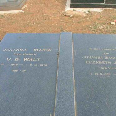 WALT Johanna Maria, v.d. nee HUMAN 1949-1973, JONKER Johanna Margaretha Elizabeth nee VILJOEN 1908-1977