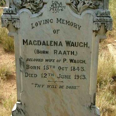 WAUGH Peter 1838-1921 &amp; Magdalena RAATH 1843-1913