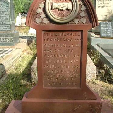 ZYL Pietronella W., van nee HAASBROEK 1877-1924
