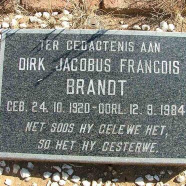 BRANDT Dirk Jacobus Francois 1920-1984