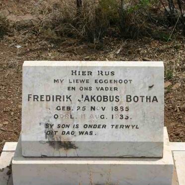 BOTHA Fredirik Jacobus 1885-1935