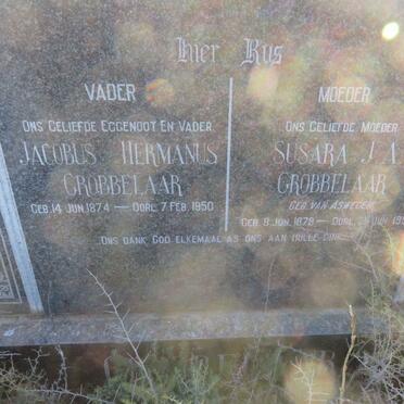 GROBBELAAR Jacobus Hermanus 1874-1950 &amp; Susara J.A. VAN ASWEGEN 1878-1954