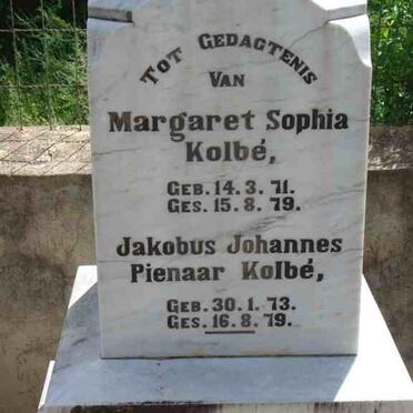 KOLBE Jacobus Johannes Pienaar 1873-1879 :: KOLBE Margaret Sophia 1871-1879