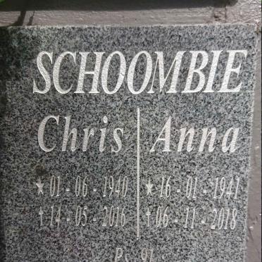 SCHOOMBIE Chris 1940-2016 &amp; Anna 1941-2018