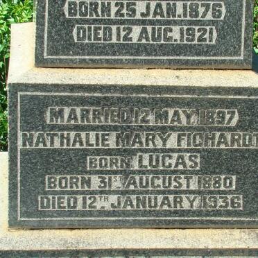 FICHARDT Nathalie Mary nee LUCAS 1880-1936