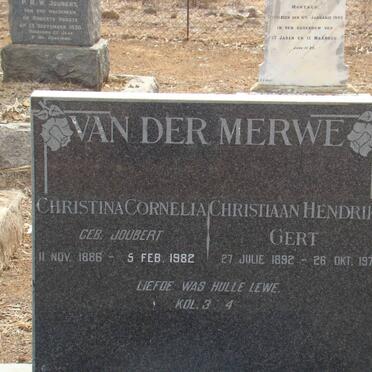 MERWE Christiaan Hendrik Gert, van der 1892-1972  &amp; Christina Cornelia JOUBERT 1886-1982