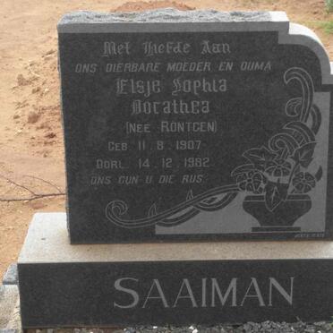 SAAIMAN Elsje Sophia Dorathea nee RONTGEN 1907-1982