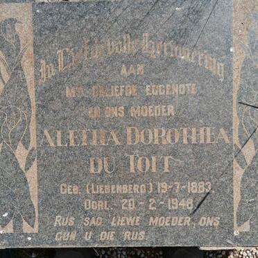 TOIT Aletha Dorothea, du nee LIEBENBERG 1883-1948