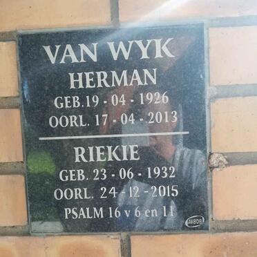 WYK Herman, van 1926-2013 &amp; Riekie 1932-2015