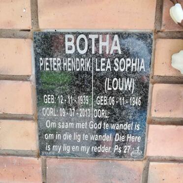 BOTHA  Pieter Hendrik 1939-2013 &amp; Lea Sophia LOUW 1946-