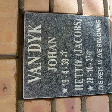 DYK Johan, van 1939- &amp; Hettie JACOBS 1937-