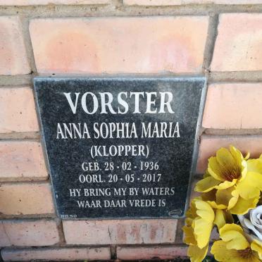 VORSTER Anna Sophia Maria nee KLOPPER 1936-2017