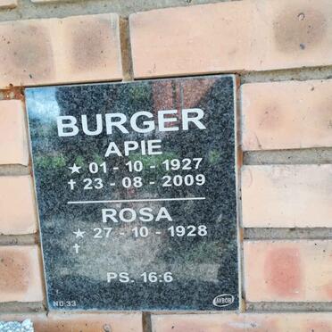 BURGER Apie 1927-2009 &amp; Rosa 1928-