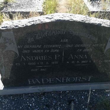 BADENHORST Andries P. 1900-1970 &amp; Anna C. 1907-1984