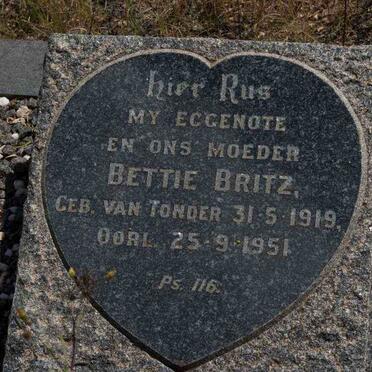 BRITZ Bettie nee VAN TONDER 1919-1951