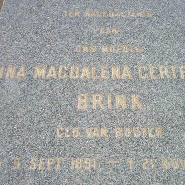 BRINK Anna Magdalena Gertruida nee VAN ROOYEN 1891-1978