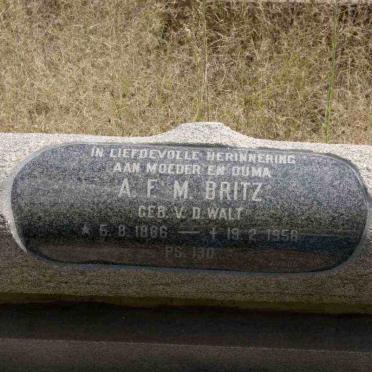 BRITZ A.F.M. nee VAN DER WALT 1866-1956