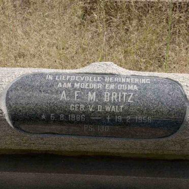 BRITZ A.F.M. nee VAN DER WALT 1866-1956