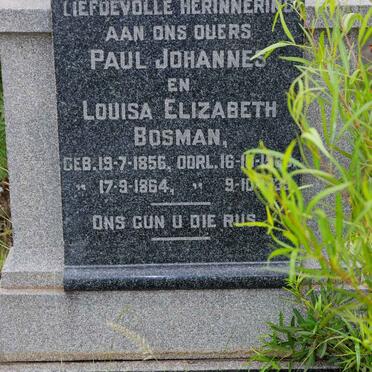 BOSMAN Paul Johannes 1856-? &amp; Louisa Elizabeth 1864-1935