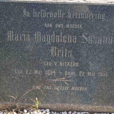 BRITS Maria Magdalena Susanna nee VAN NIEKERK 1884-1951