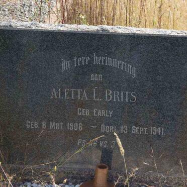 BRITS Aletta L. nee EARLY 1906-1941