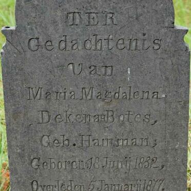 BOTES Maria Magdalena Dekenah nee HAMMAN 1832-1877