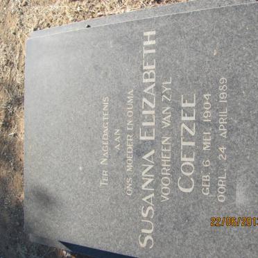 COETZEE Susanna Elizabeth nee VAN ZYL 1904-1989