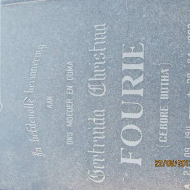 FOURIE Gertruida Christina nee BOTHA 1911-1998