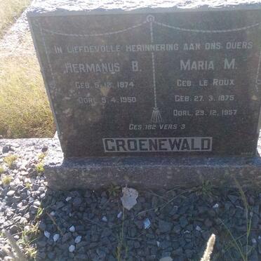 GROENEWALD Hermanus B. 1874-1950 &amp; Maria M. LE ROUX 1875-1957