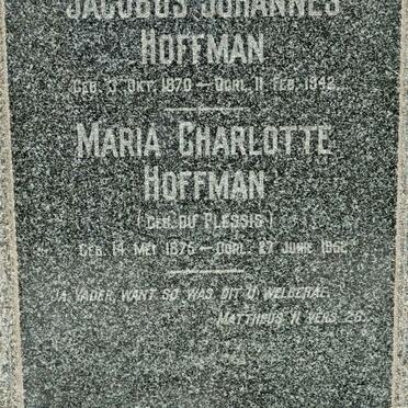 HOFFMAN Jacobus Johannes 1870-1942 &amp; Maria Charlotte DU PLESSIS 1875-1962
