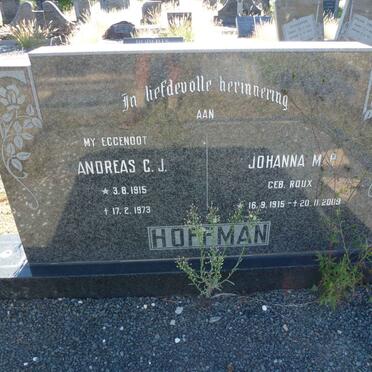 HOFFMAN Andreas C.J. 1915-1973 &amp; Johanna M.P. ROUX 1915-2009