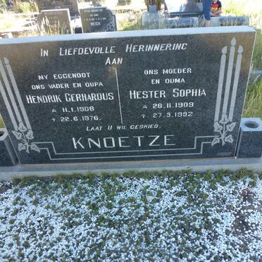 KNOETZE Hendrik Gerhardus 1908-1976 &amp; Hester Sophia 1909-1992