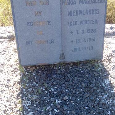 NIEUWENHUIS Maria Magdalena nee VORSTER 1926-1951