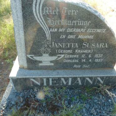 NIEMANN Janetta Susara nee KRAMER 1932-1957