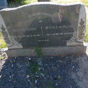 PLESSIS Nico G., du 1881-1967 &amp; Hester E. 1888-1953