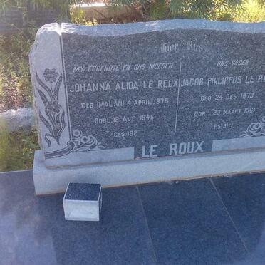 ROUX Jacob Philippus, le 1873-1961 &amp; Johanna Alida MALAN 1876-1946