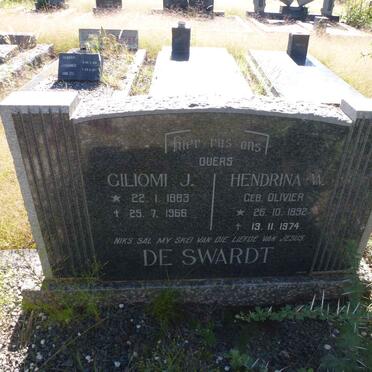 SWARDT Giliomi J., de 1883-1966 &amp; Hendrina W. OLIVIER 1892-1974