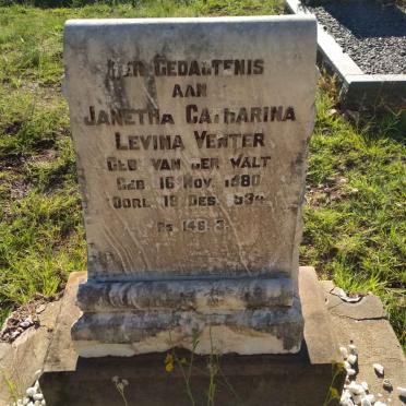 VENTER Janetha Catharina Levina nee VAN DER WALT 1880-1934