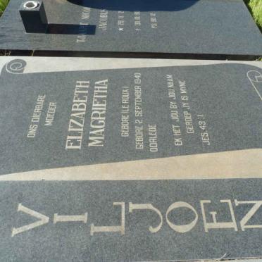 VILJOEN Joachim Hendrik Johannes 1934-1990 &amp; Elizabeth Magrietha LE ROUX 1940-