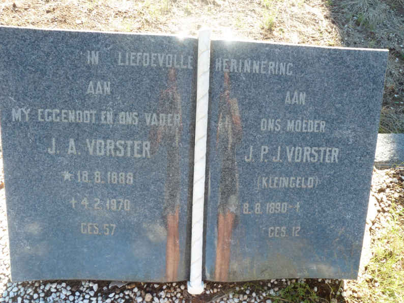 VORSTER J.A. 1888-1970 &amp; J.P.J. KLEINGELD 1890-