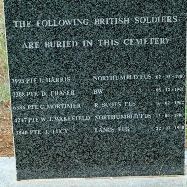 1. British Soldiers buried at Boshof Cemetery