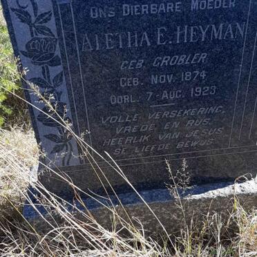 HEYMAN Aletha E. nee GROBLER 1874-1923