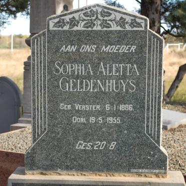 WYK Sophia Aletta, van formerly GELDENHUYS nee VERSTER 1886-1955