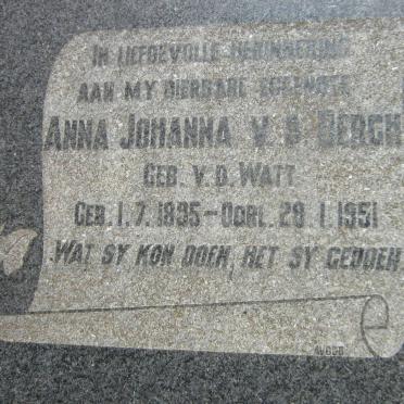 BERGH Anna Johanna, v.d. nee V.D. WATT 1895-1951