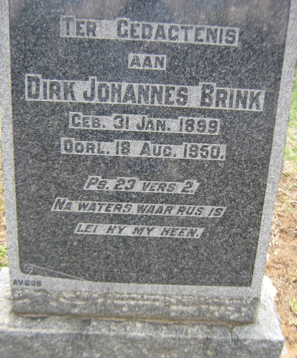 BRINK Dirk Johannes 1899-1950